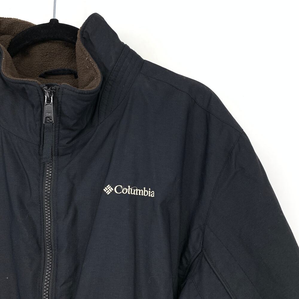 Columbia Full Zip Outerwear Jacket Womens Size Large Black Brown Fleece Lining - Picture 3 of 6
